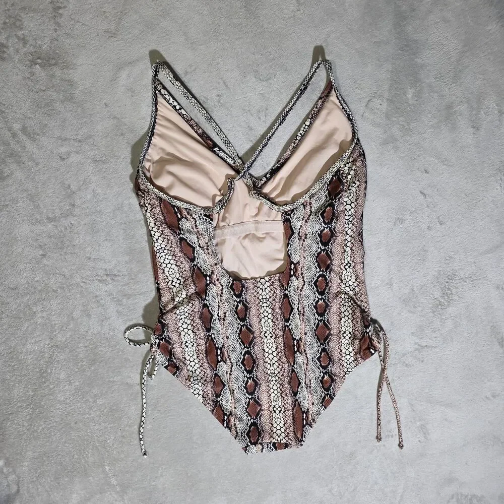 Kona Sol Womens One Piece Bathing Suit Leopard Sz XL